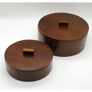 2 Stackable Natural Wood Boxes, Storage Trinkets Jewelry Décor